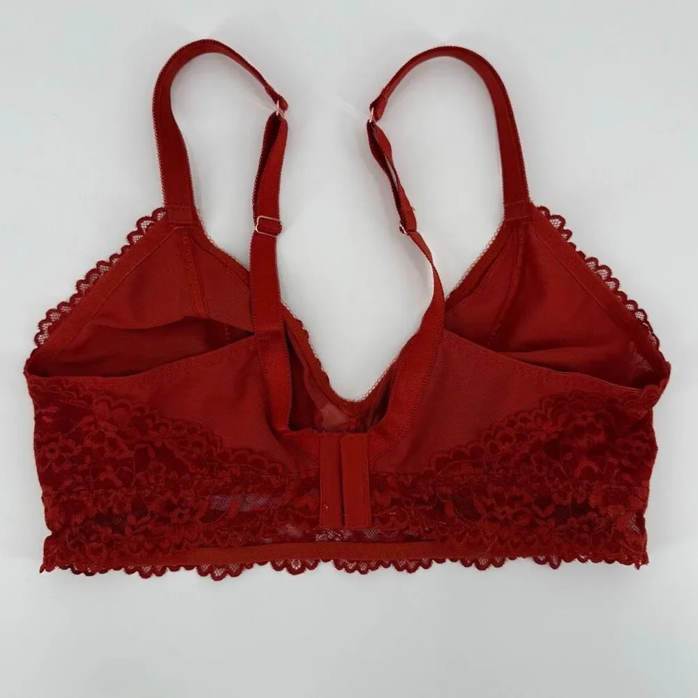 Savage X Fenty Burnt Orange‎ Lace Bralette Bra Wireless Longline Woman Size 1X